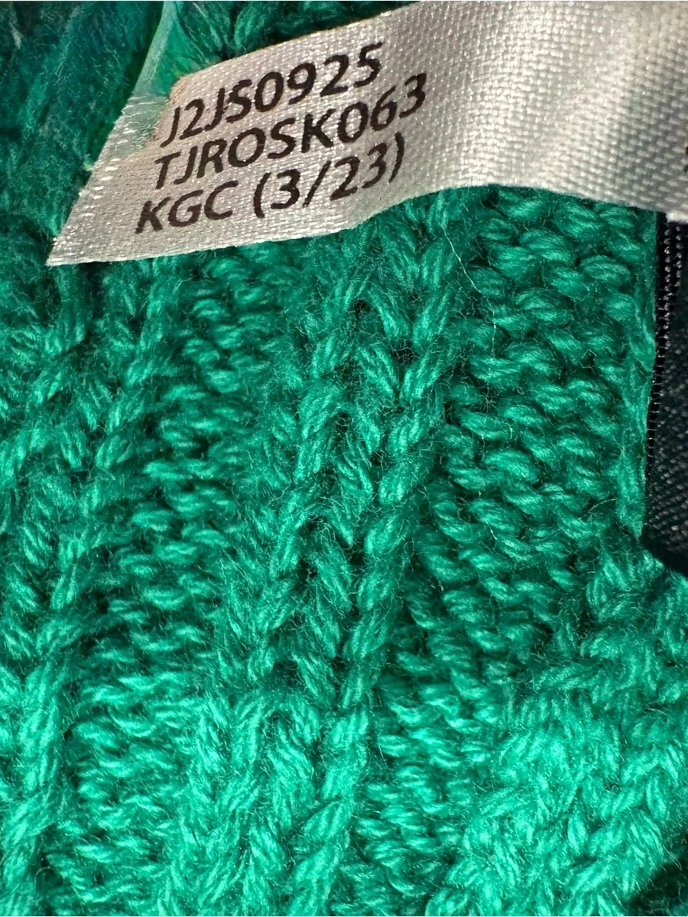 Tommy Hilfiger Green Cable Knit Crewneck Sweater with Striped Hem